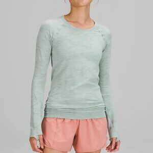 lululemon Swiftly Tech LS Chroma Check Silver Blue/Creamy Mint Multi sz 10
